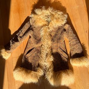 Vintage “Almost Famous” Tapestry Fur Tim Coat